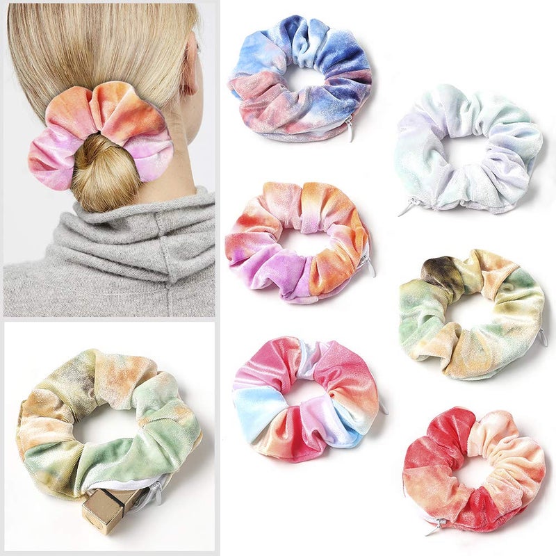 Ivyu Velvet Pocket Scrunchies with Zipper Stash Scrunchy Hair Ties (LOBAB-011) - Image 2